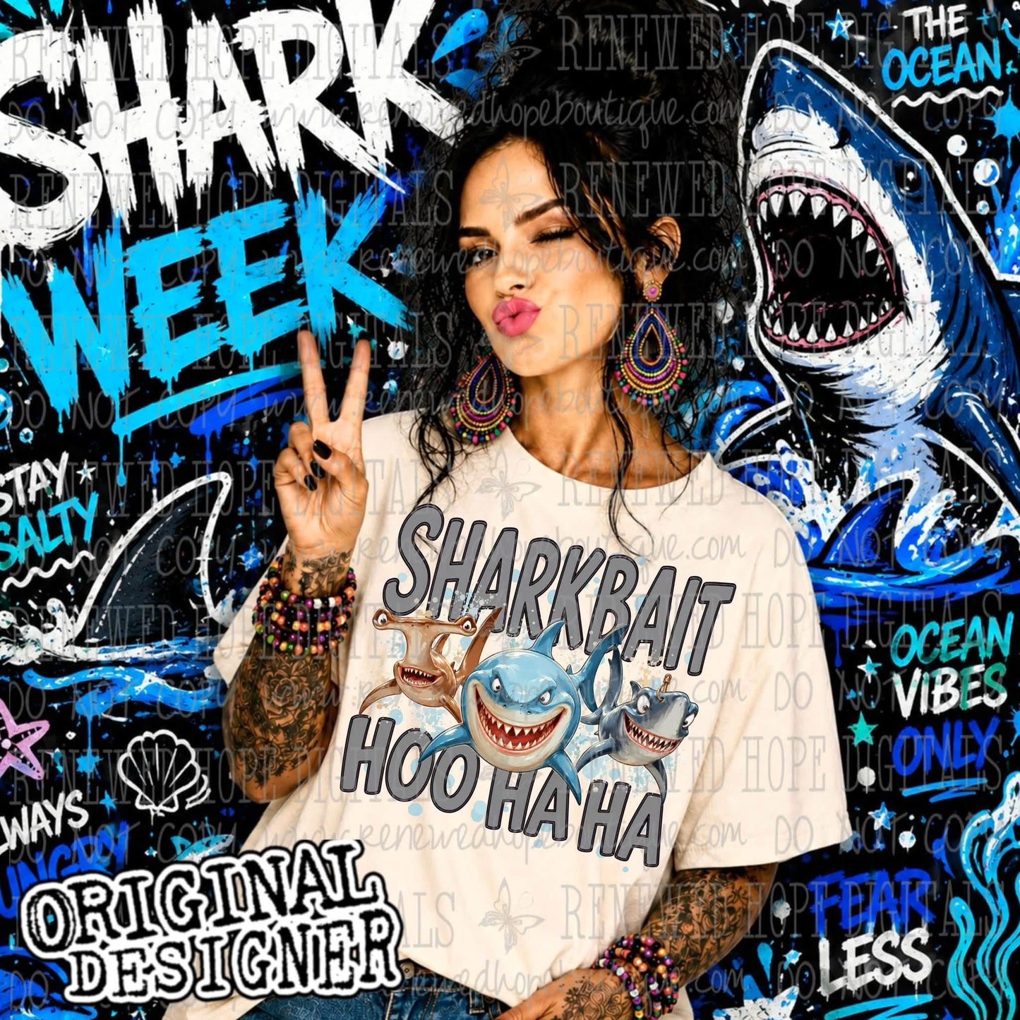 🦈SHARK BAIT HOO HA HA BOTH FONT COLORS🦈