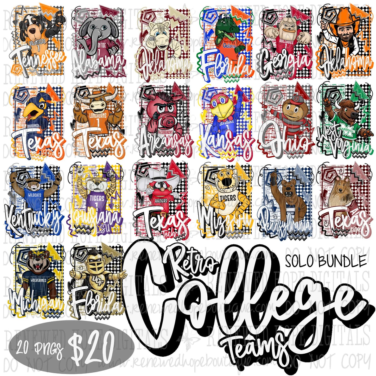 🏈🔻🔸 RETRO COLLEGE FOOTBALL SOLO BUNDLE 🔸🔻🏈
