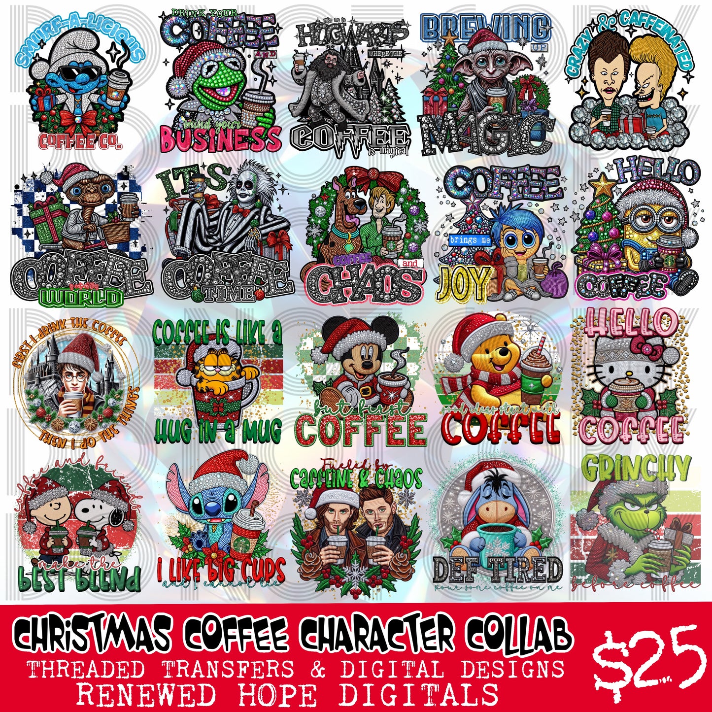 🎄CHRISTMAS CHARACTER COLLAB W/THREADED TRANSFERS AND DIGITAL DESIGNS🎄