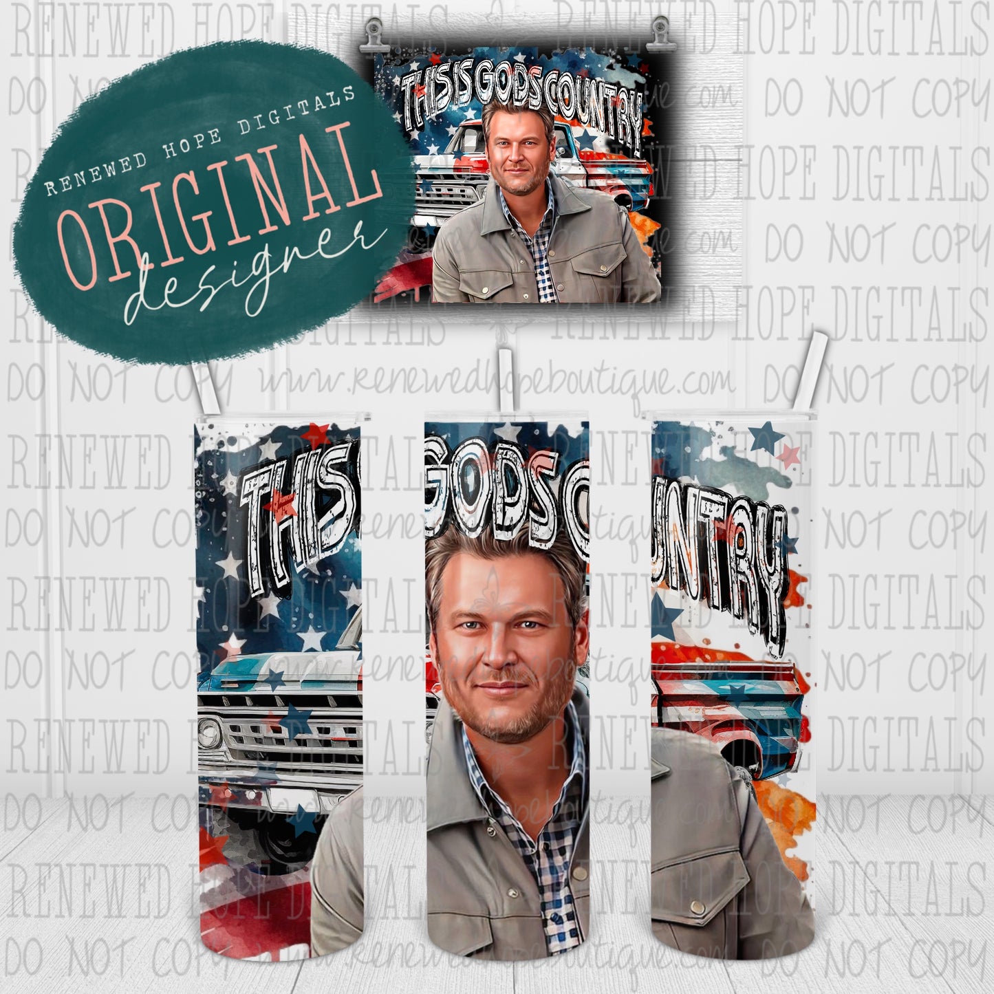 ❤️🤍💙BS GODS COUNTRY TUMBLER✝️🇺🇸