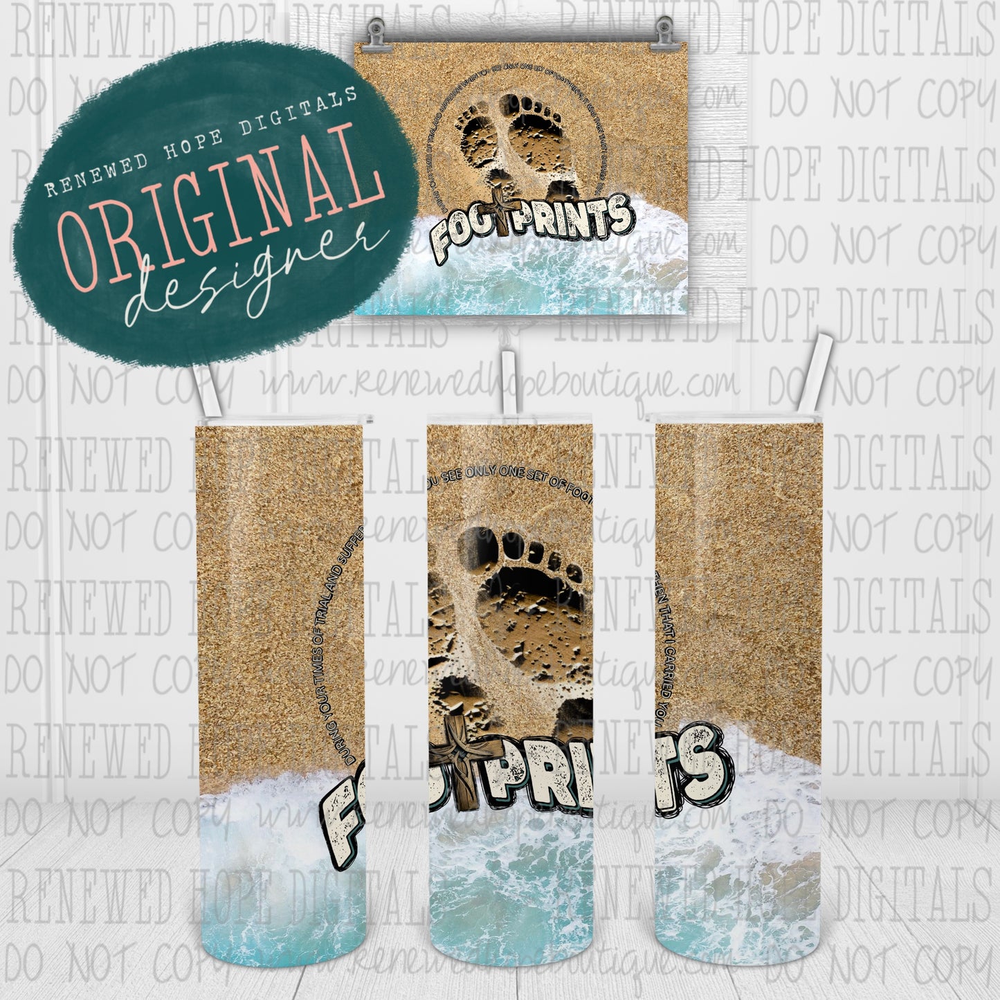 🏝️FOOTPRINTS TUMBLER WRAP✝️