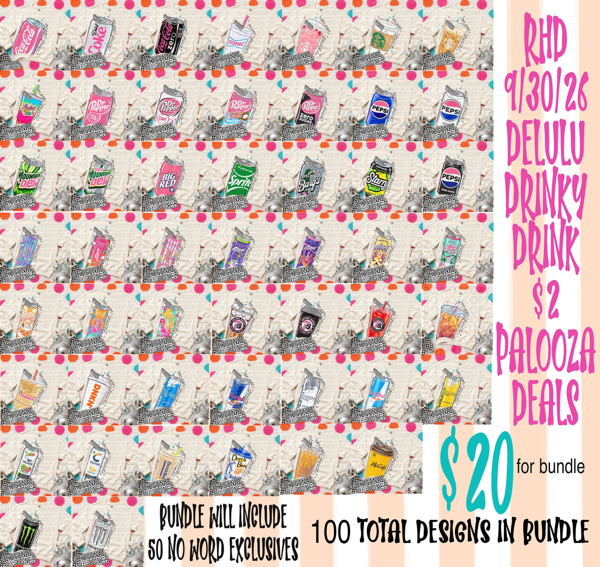 🥤🩷DELULU DRINKY DRINK MOM/NO WORDING $2 PALOOZA BUNDLE🥤🩷