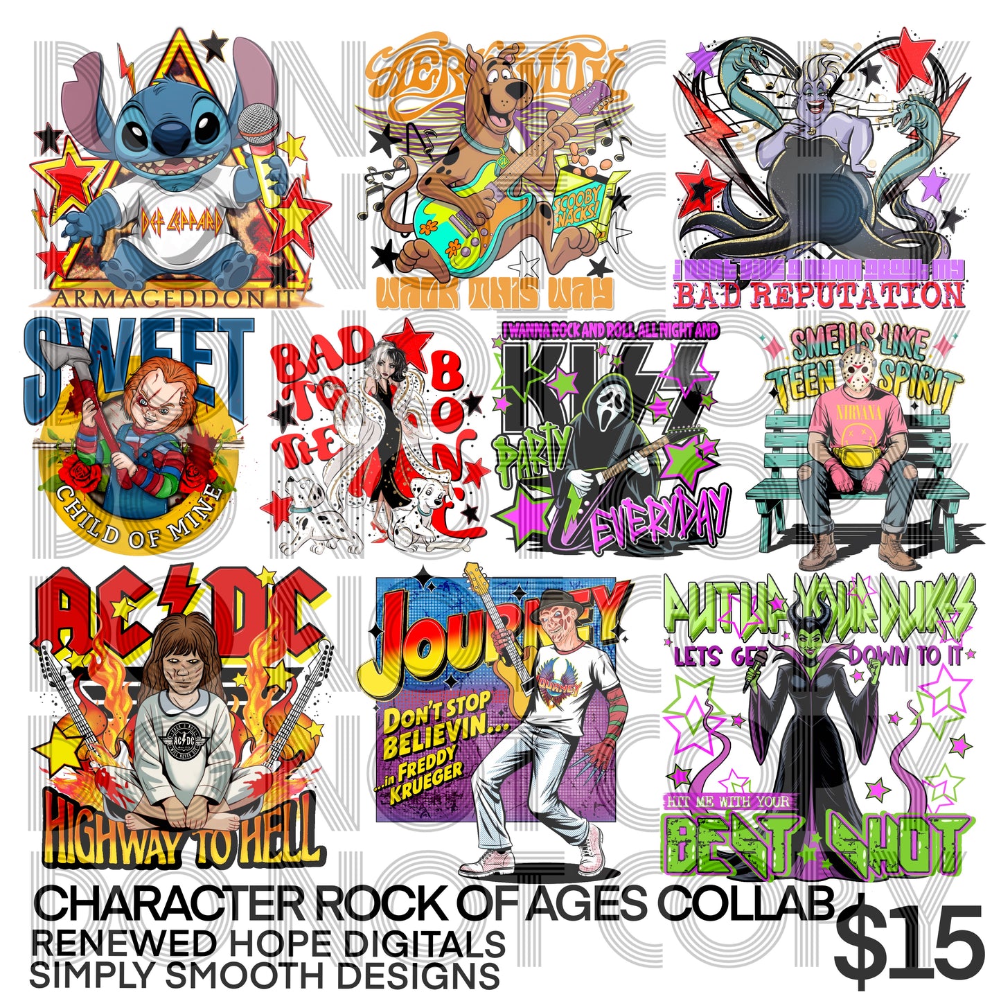 🎸CHARACTER ROCK OF AGES COLLAB W/SIMPLY SMOOTH DESIGNS🎼