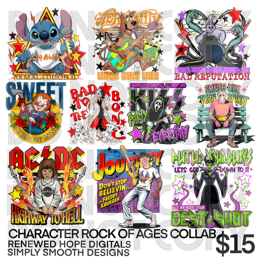 🎸CHARACTER ROCK OF AGES COLLAB W/SIMPLY SMOOTH DESIGNS🎼
