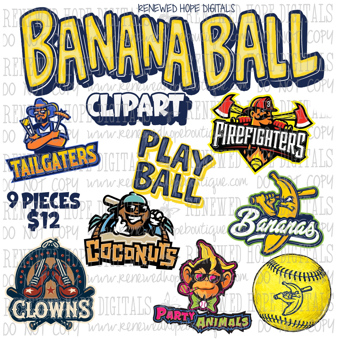 🍌BANANA BALL CLIPART⚾️