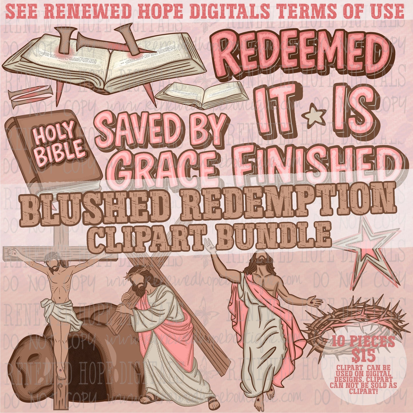 🩷BLUSHED REDEMPTION CLIPART BUNDLE🤎
