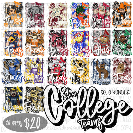 🏈🔻🔸 RETRO COLLEGE FOOTBALL SOLO BUNDLE 🔸🔻🏈